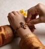 Blue & Gold Premium Krishna Handmade Rakhi With Anchor Non-Bleeding Cotton Thread