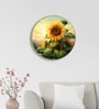 Blue & Gold Sunflower Round Wall Art 15 Inch