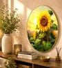 Blue & Gold Sunflower Round Wall Art 15 Inch