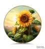 Blue & Gold Sunflower Round Wall Art 15 Inch