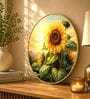 Blue & Gold Sunflower Round Wall Art 15 Inch