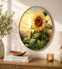 Blue & Gold Sunflower Round Wall Art 15 Inch