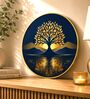 Blue & Gold Tree Round Wall Art 15 Inch
