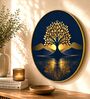 Blue & Gold Tree Round Wall Art 15 Inch