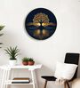 Blue & Gold Tree Round Wall Art 15 Inch