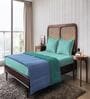 Blue And Green Microfiber Solid Reversible 150 GSM Double Bed Comforter