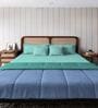 Blue And Green Microfiber Solid Reversible 150 GSM Double Bed Comforter