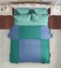 Blue And Green Microfiber Stripe Reversible 150 GSM Double Bed Comforter