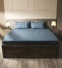 Blue & Grey 144TC Cotton Flat Super King Bedsheet with 2 Pillow Covers
