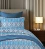 Blue & Grey 144TC Cotton Flat Super King Bedsheet with 2 Pillow Covers