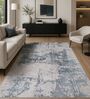 Blue & Grey Abstract PP Heatset & Shrink Polyester 6 x 9 Feet  Machine -Made Carpet