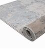 Blue & Grey Abstract PP Heatset & Shrink Polyester 6 x 9 Feet  Machine -Made Carpet