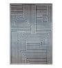 Blue & Grey Geometric PP Heatset & Shrink Polyester 5 x 7 Feet  Machine -Made Carpet