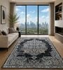 Blue & Grey Traditional PP Heatset & Shrink Polyester 6 x 9 Feet  Machine -Made Carpet