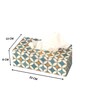 Blue & Gold Combo Tissue Box Holder with  Set of 6 Coaster Set