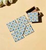 Blue & Gold Combo Tissue Box Holder with  Set of 6 Coaster Set