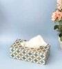 Blue & Gold Combo Tissue Box Holder with  Set of 6 Coaster Set