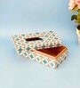 Blue & Gold Combo Tissue Box Holder with  Set of 6 Coaster Set