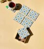 Blue & Gold Combo Tissue Box Holder with  Set of 6 Coaster Set