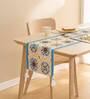 Blue & Mustard Mediterranean Style Table Runner with Tassels