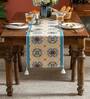 Blue & Mustard Mediterranean Style Table Runner with Tassels