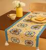 Blue & Mustard Mediterranean Style Table Runner with Tassels