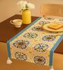 Blue & Mustard Mediterranean Style Table Runner with Tassels