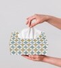 Blue & Mustard Printed Resin Tissue Box