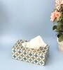 Blue & Mustard Printed Resin Tissue Box