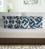 Blue & Orange Microfiber Abstract 16X16 Inches Cushion Covers Set Of 5