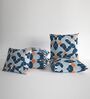 Blue & Orange Microfiber Abstract 16X16 Inches Cushion Covers Set Of 5