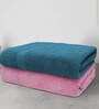 Blue & Pink Anatolia Solid 500 GSM Cotton  Bath Towel