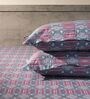 Blue & Purple 144TC Cotton Flat Super King Bedsheet with 2 Pillow Covers