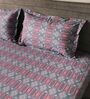 Blue & Purple 144TC Cotton Flat Super King Bedsheet with 2 Pillow Covers