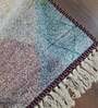 Blue Abstract Faux Silk 3 ft x 5 ft Hand Woven Carpet