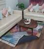 Blue Abstract Faux Silk 4 ft x 6 ft Hand Woven Carpet