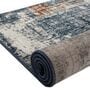 Blue & Rust Abstract PP Heatset 3 x 5 Feet  Machine -Made Carpet