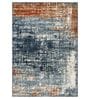 Blue & Rust Abstract PP Heatset 3 x 5 Feet  Machine -Made Carpet