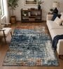 Blue & Rust Abstract PP Heatset 3 x 5 Feet  Machine -Made Carpet