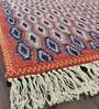 Blue Abstract Faux Silk 5 ft x 7 ft Hand Woven Carpet