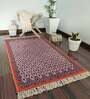 Blue Abstract Faux Silk 5 ft x 7 ft Hand Woven Carpet