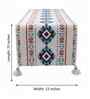 Blue & Terracotta Bohemian Tribal Pattern Woven Table Runner with Tassels