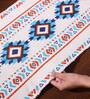 Blue & Terracotta Bohemian Tribal Pattern Woven Table Runner with Tassels