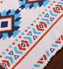 Blue & Terracotta Bohemian Tribal Pattern Woven Table Runner with Tassels