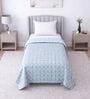 Blue & White Cotton Floral 350 GSM Single Bed Reversible Dohar