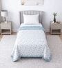 Blue & White Cotton Floral 350 GSM Single Bed Reversible Dohar