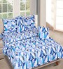 Blue & White Geometric 210 TC Cotton 6 Pieces Bedding Set Collection