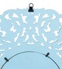 Blue & White Mdf Decorative And Handcrafted Wall Mirror