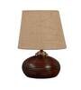 Blue & White Natural Fiber Shade Table Lamp With Brown Base