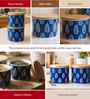 Blue & White Paisley Leaf Printed Metal Airtight Containers Set Of 2